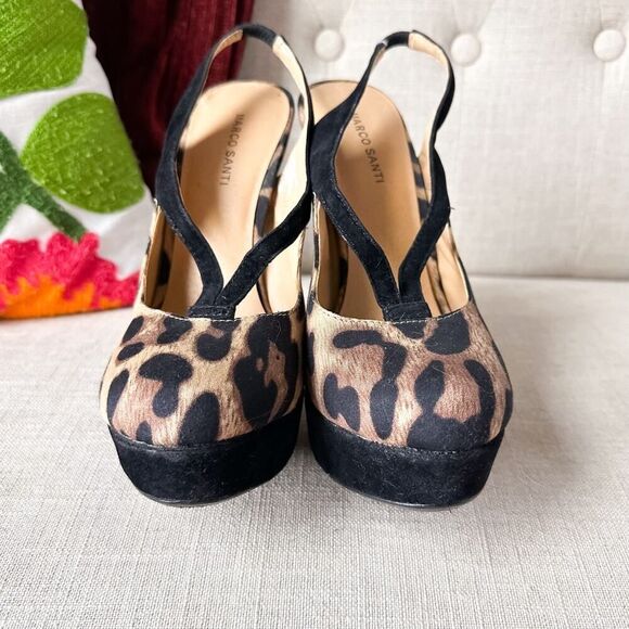 Marco Santi Black Leopard Platform Heels Size 7.5 - Picture 9 of 12